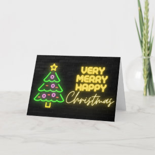 Kerst neon bord Zwart Baksteen  Feestdagen Kaart