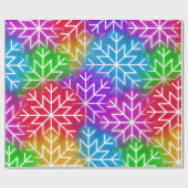 Kerst Neon Sneeuwvlokken Kleurrijk Patroon Cadeaupapier (Vlak)