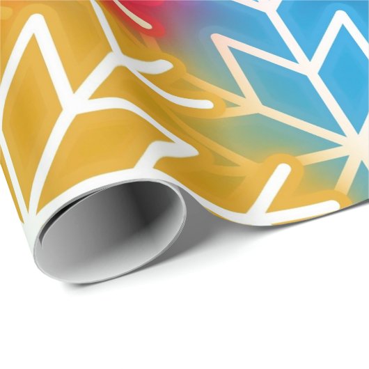 Kerst Neon Sneeuwvlokken Kleurrijk Patroon Cadeaupapier (Rol Hoek)