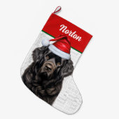 Kerst Newfoundland Naam Woof Achtergrond Grote Kerstsok (Voorkant (Hangend))