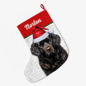 Kerst Newfoundland Naam Woof Achtergrond Grote Kerstsok (Achterkant (Hangend))