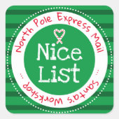 Kerst Nice Lijst Noordpool Mail Vierkante Sticker (Voorkant)