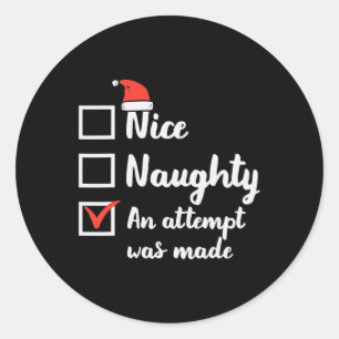 Kerst Nice ondeugende poging werd gemaakt Xmas Man Ronde Sticker