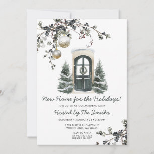 Kerst Nieuw Thuis Groen Winter Housewarming Feest Kaart
