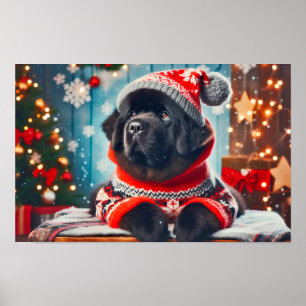 Kerst Nieuwfoundlander Puppy Poster
