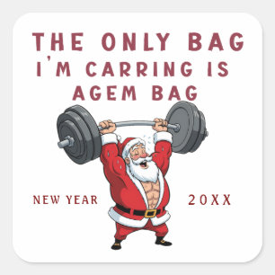 Kerst Nieuwjaar Fitheid - Grappige Gym voornemen D Vierkante Sticker
