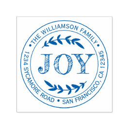 Kerst Nieuwjaar Vreugde Familie Rond Retouradres Zelfinktende Stempel