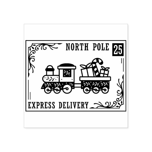 Kerst Noordpool Express Levering Fun Rubberstempel (Afrduk)