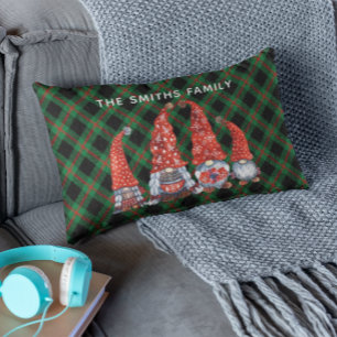 Kerst Nordic Family Gnomen Groen Plaid Kussen