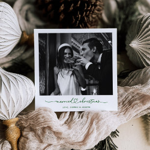 Kerst Nostalgie Groen Instant Foto Nieuwgetrouwd Feestdagenkaart