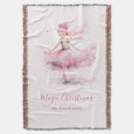 Kerst notenkraker ballerina familienaam deken (Voorkant Verticaal)