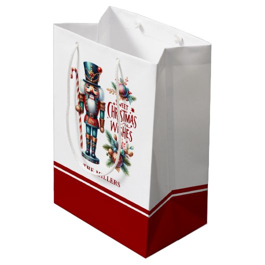 Kerst Notenkraker Candy Cane Kerstwensen Medium Cadeauzakje (Achterkant Gekanteld)