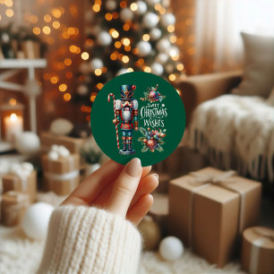 Kerst Notenkraker Candy Cane Kerstwensen Ronde Sticker