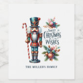 Kerst Notenkraker Candy Cane Kerstwensen Wijn Etiket (Enkel label)