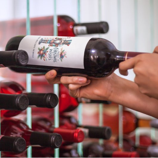 Kerst Notenkraker Candy Cane Kerstwensen Wijn Etiket