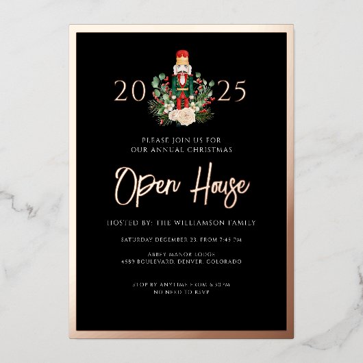 Kerst Notenkraker Family Party Script Folie Feestdagenkaart (Voorkant)