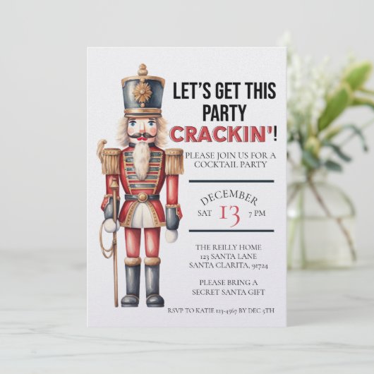 Kerst Notenkraker Laten we dit Feestje Kraken Feestdagenkaart (Staand voorkant)