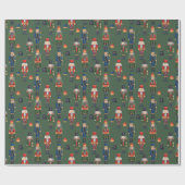 Kerst notenkraker patroon cadeaupapier (Vlak)