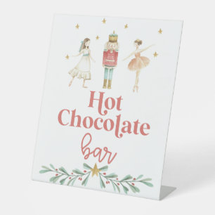 Kerst Notenkraker Warme Chocolade Bar Reclamebord Met Voetstuk