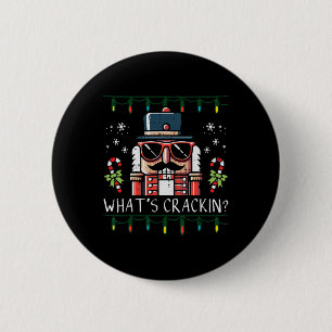 Kerst Notenkraker Wat Kraakt Grappige Kerstman Man Ronde Button 5,7 Cm