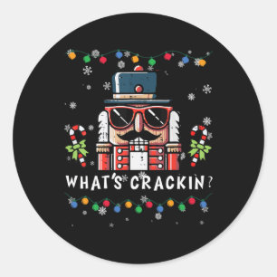 Kerst Notenkraker Whats Crackin Grappige Xmas Mann Ronde Sticker