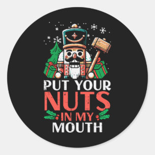 Kerst Notenkraker Zet Noten Mijn Mond Xmas Humor Ronde Sticker