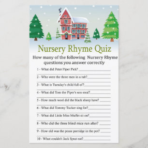 kerst Nursery Rhyme Quiz baby shower game