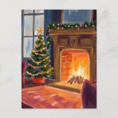 Kerst ochtend open haard feestdagenkaart (Voorkant)