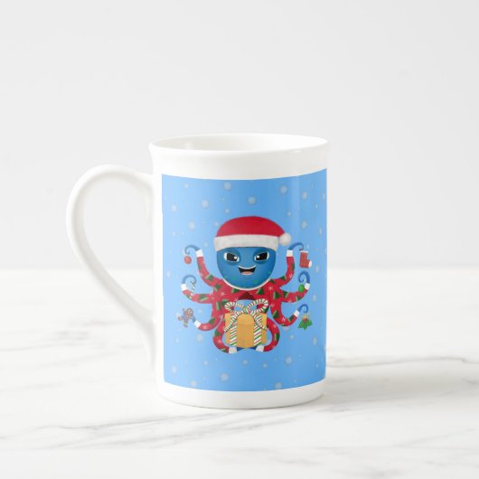 Kerst Octopus China Mok (Links)