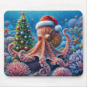 Kerst octopus met kerstmuts muismat (Voorkant)