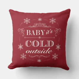 Kerst- of Apres-Ski-rode en witte sneeuwvlokken Buitenkussen