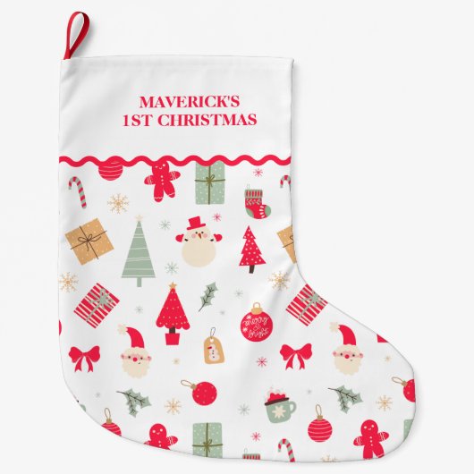 Kerst Oh wat leuk eerste kerst Grote Kerstsok (Voorkant)
