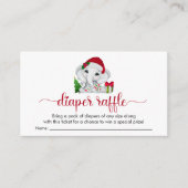 Kerst Olifant Baby Meisje Douche Luier Raffle Informatiekaartje (Voorkant)