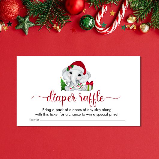 Kerst Olifant Baby Meisje Douche Luier Raffle Informatiekaartje