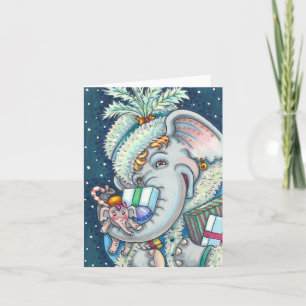 KERST OLIFANT, KRONKELIG VAN GESCHENKEN & GOEDE JU FEESTDAGEN KAART