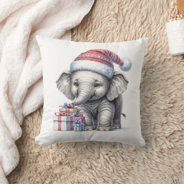 Kerst olifant met geschenken kussen (Deken)