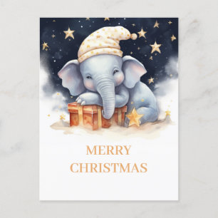 Kerst Olifant Waterverf Briefkaart