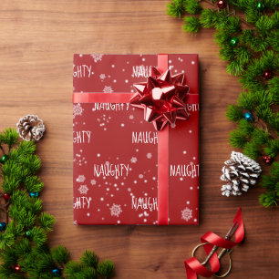Kerst ONDEUGEND Tekst In Sneeuwvlokken Wrapping Pa Cadeaupapier