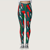 Kerst ontwerp rood wit groen vrolijk plezier leggings (Voorkant)