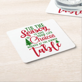 Kerst ontwerp seizoen van keuzes vierkante kartonnen onderzetter