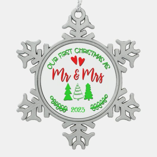 Kerst Onze eerste kerst Mr. & Mrs Ornament (Voorkant)