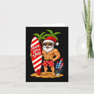 Kerst op 4 juli Santa Bodybuilding Surfin Kaart