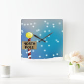Kerst op de Noordpool Square Wall Clock Vierkante Klok (Huis)