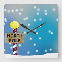 Kerst op de Noordpool Square Wall Clock