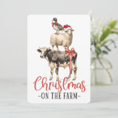 Kerst op het Boerderij, boerderij kerst Feestdagenkaart (Staand voorkant)