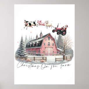Kerst op het Boerderij, vrolijk kerstfeest Poster