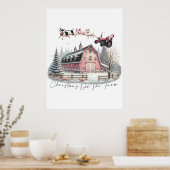 Kerst op het Boerderij, vrolijk kerstfeest Poster (Keuken)