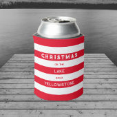 Kerst op het meer Red Nautical Stripe Blikjeskoeler