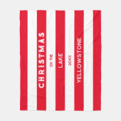 Kerst op het meer Red Nautical Stripe Fleece Deken (Voorkant)
