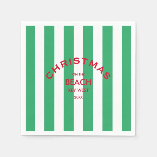 Kerst op het strand aangepaste groene Cabana Strip Servet (Voorkant)